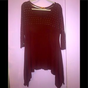 Burgundy Blouse with silver studs